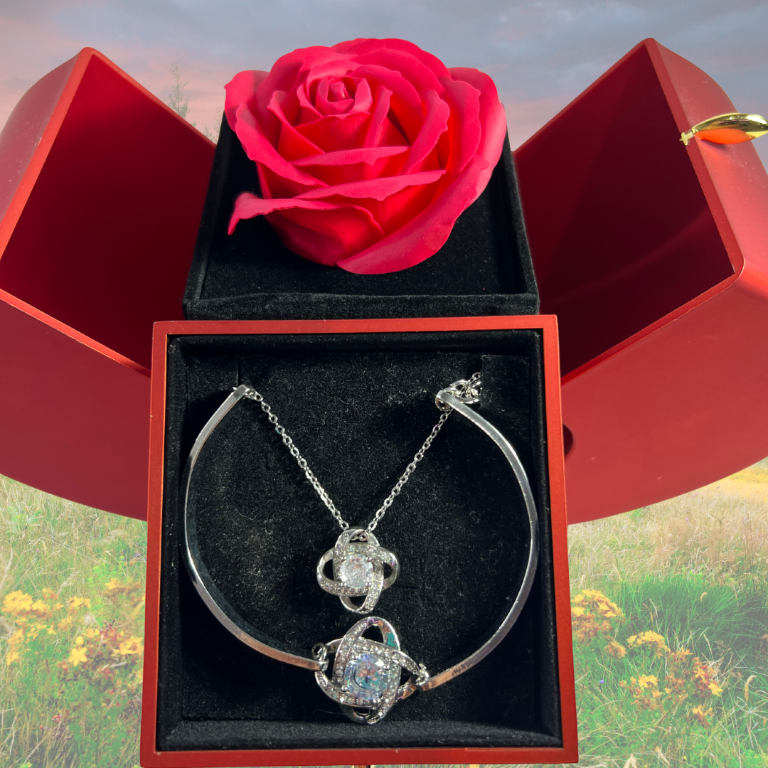 🌹Set Eterna Rosa Deluxe™ collar + Dedicatoria + Pulsera GRATIS de Regalo