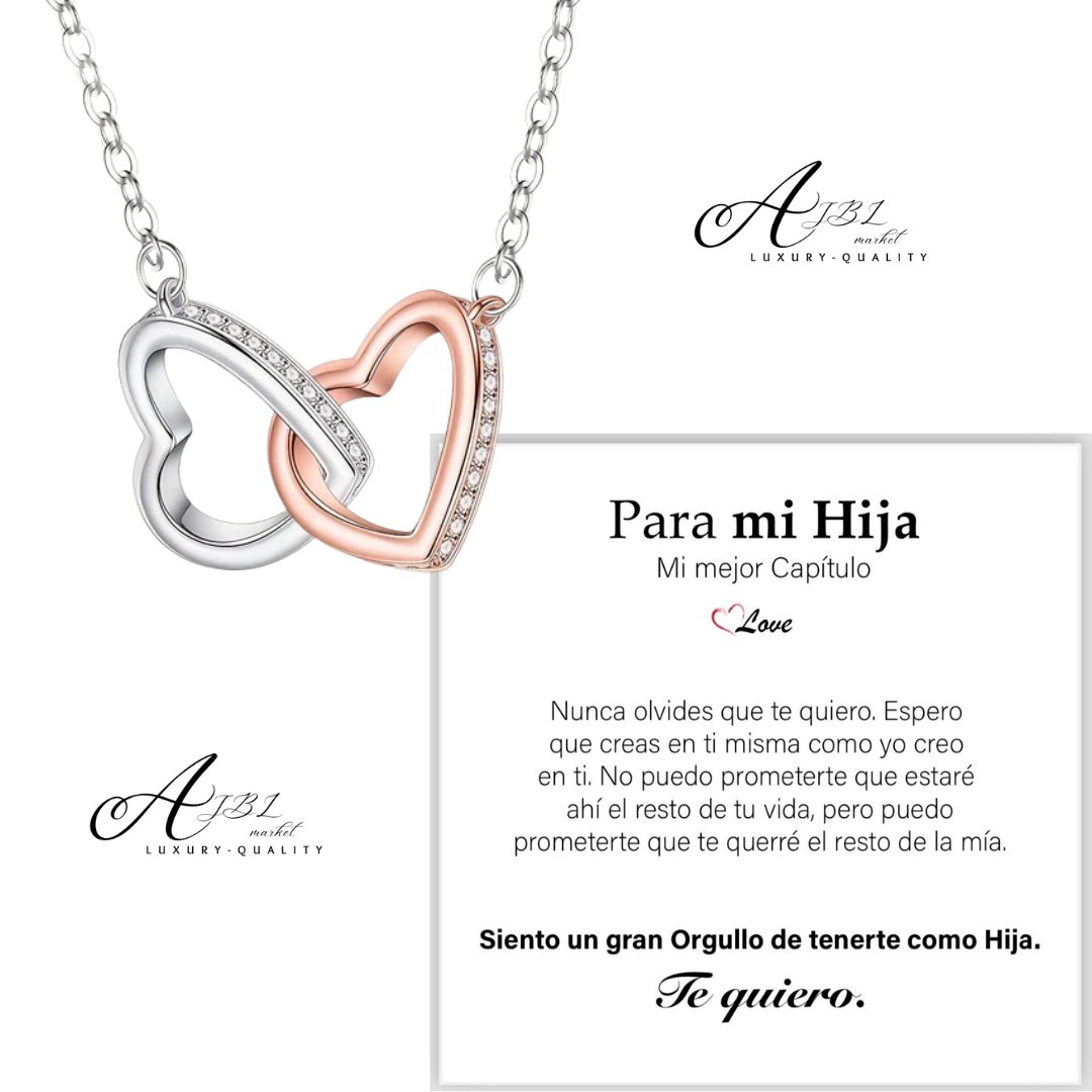 Collar Doble Lazo de Amor plata + Caja + Dedicatoria - Para mi hija