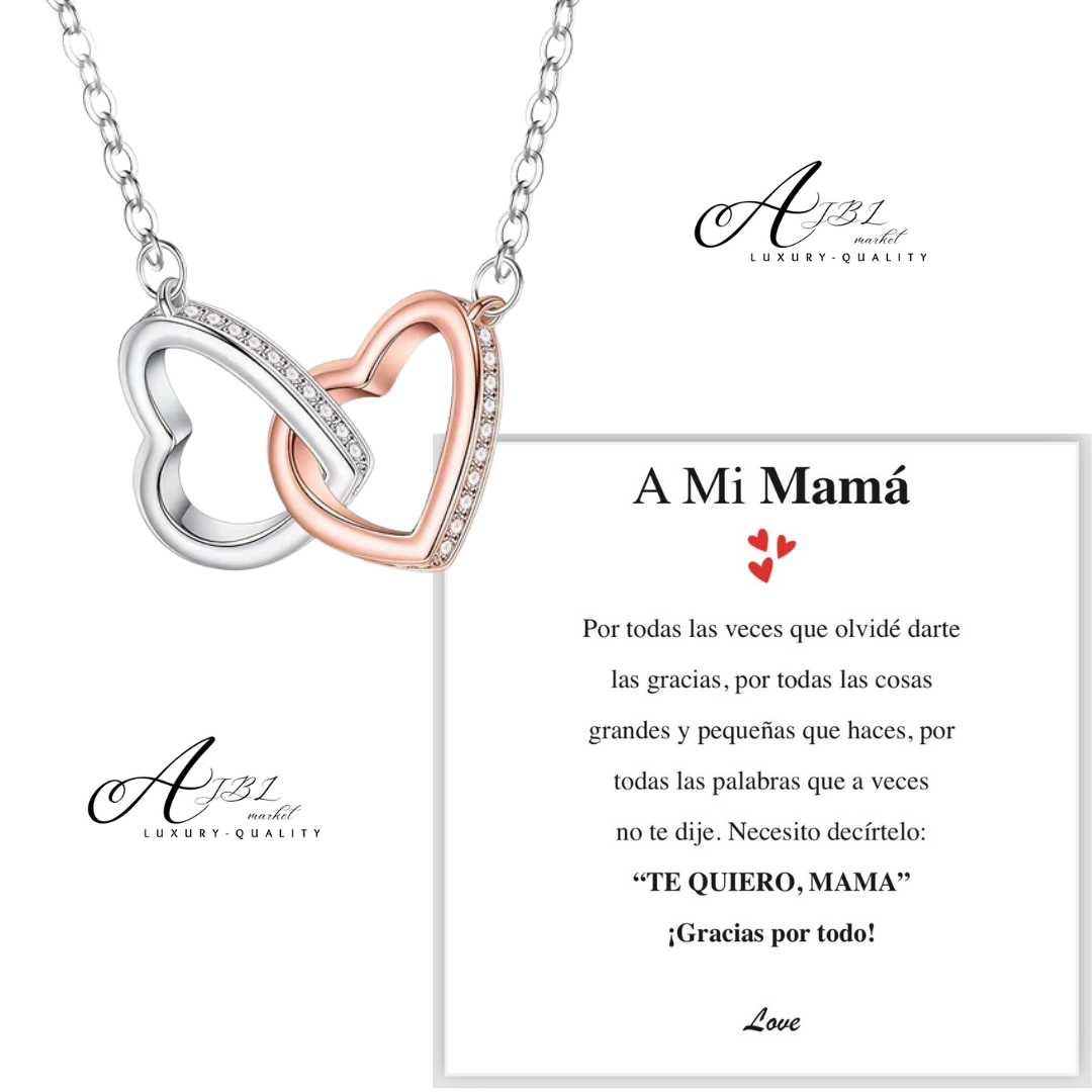 Collar Doble Lazo de Amor plata + Caja + Dedicatoria