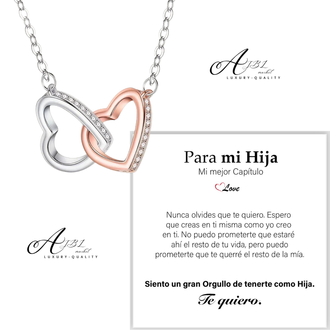 Collar Doble Lazo de Amor plata + Caja + Dedicatoria