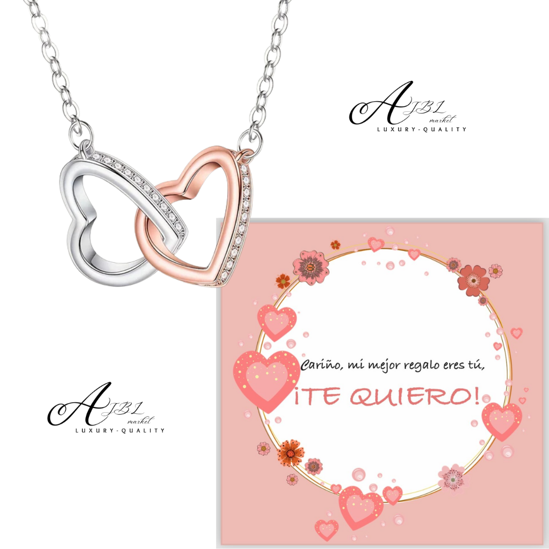 Collar Doble Lazo de Amor plata + Caja + Dedicatoria