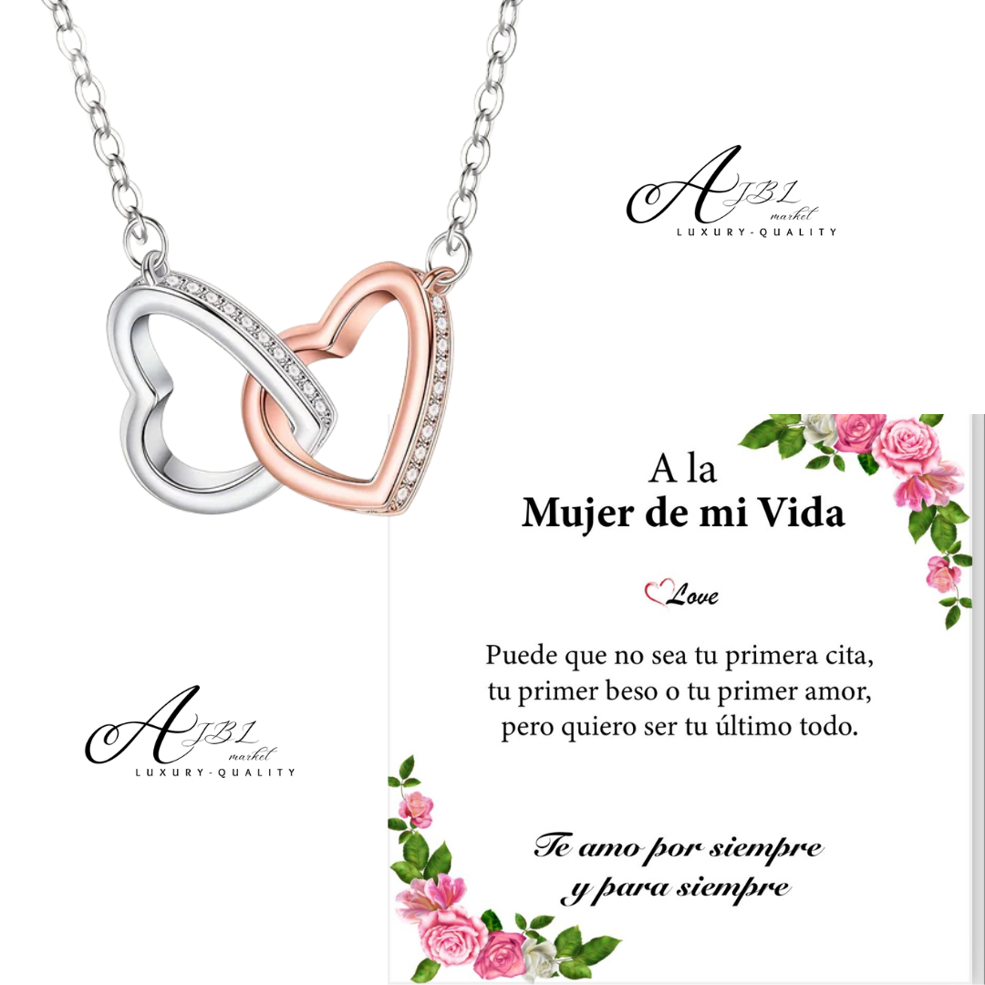 Collar Doble Lazo de Amor plata + Caja + Dedicatoria