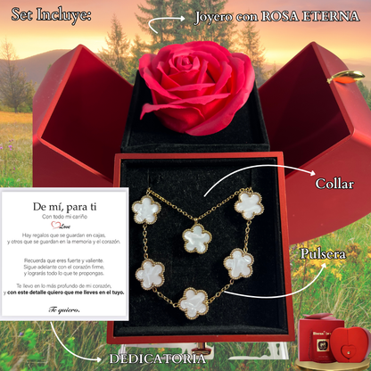 🌹Set Eterna Rosa Deluxe™ collar + Dedicatoria + Pulsera GRATIS de Regalo