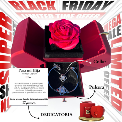 🌹Set Eterna Rosa Deluxe™ con collar + Dedicatoria y GRATIS pulsera